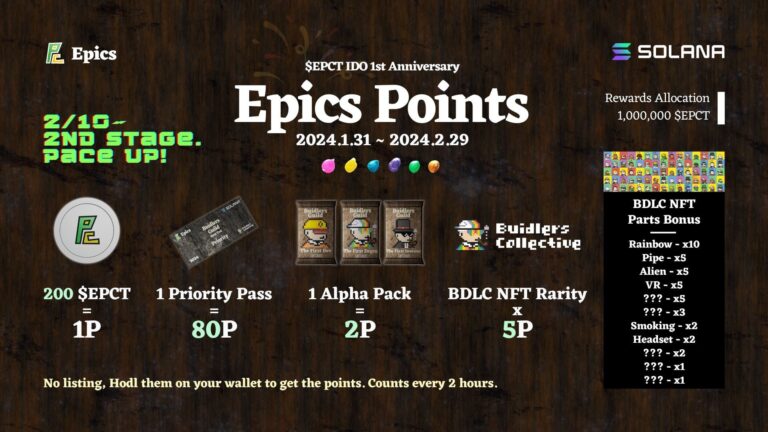 Epics DAOのポイントイベントが2ndステージに突入、ペースアップや様々なNFTボーナスが発表