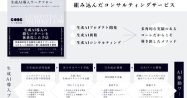 企業向け実働型生成AIコンサルティングサービス、業務プロセスの個別課題に応じた具体的手法の提供