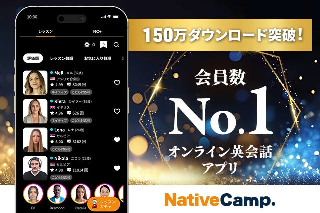 ネイティブキャンプ、回数無制限の英会話サービスが1.5Mダウンロード達成～ユーザー必要機能網羅の”全ての英語学習”実現～