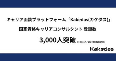 ジェイックとKakedas、国内最大級のキャリア面談プラットフォーム登録者が3000人突破！就職支援の新たな展開に期待