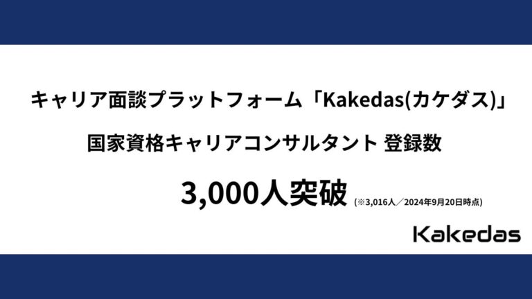 ジェイックとKakedas、国内最大級のキャリア面談プラットフォーム登録者が3000人突破！就職支援の新たな展開に期待