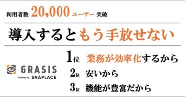 スナップレイスの「GRASIS」、利用アカウントが2万突破の成果