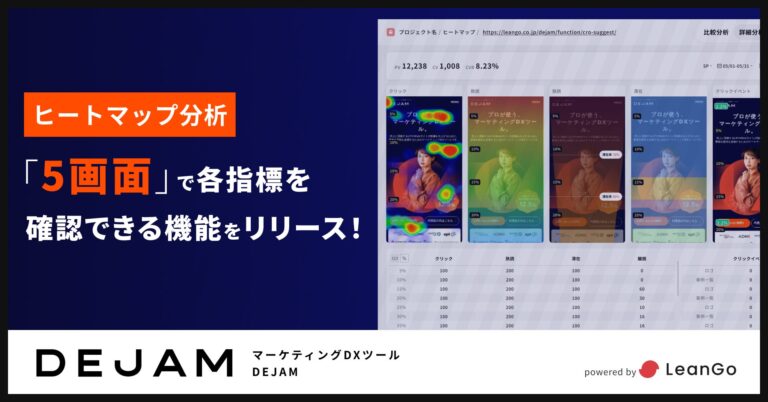 マーケティングDXツールDEJAMが5画面ヒートマップ分析を発表